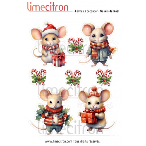 Cut-out shapes sheet - Christmas mouse